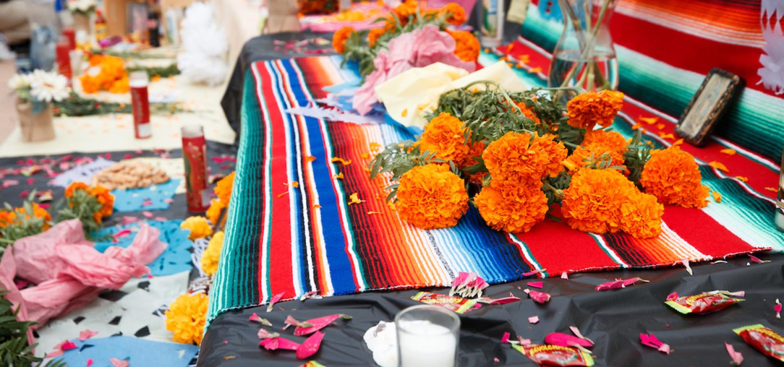 The University Union Plaza hosted dozens of outdoor ofrendas during the celebration.