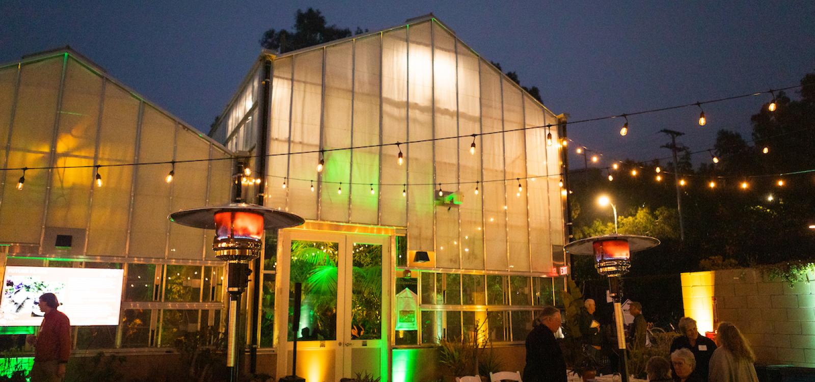 A view of the conservatory lit up at night, following the grand opening in April. 