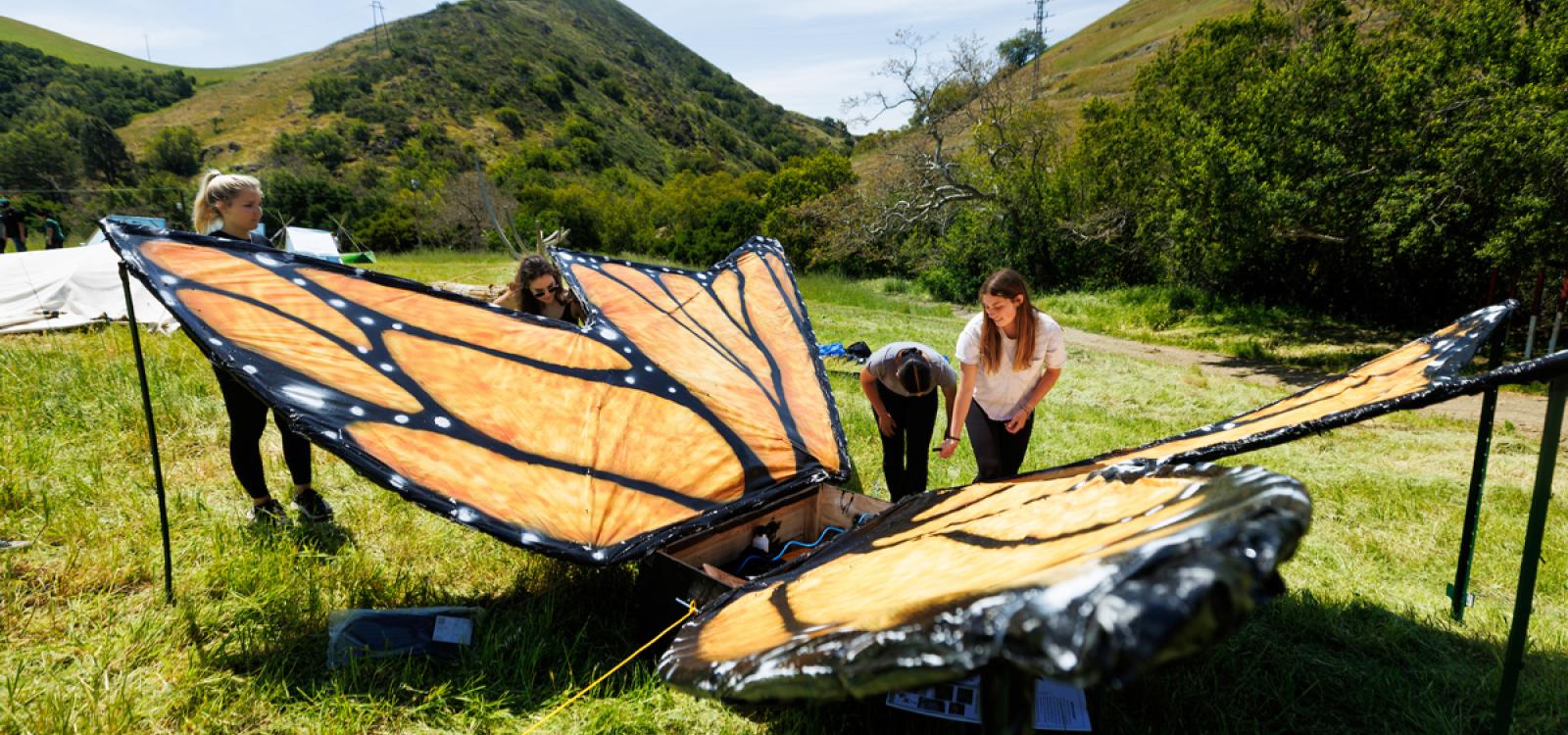Among the structures created by students was this colorful monarch butterfly.