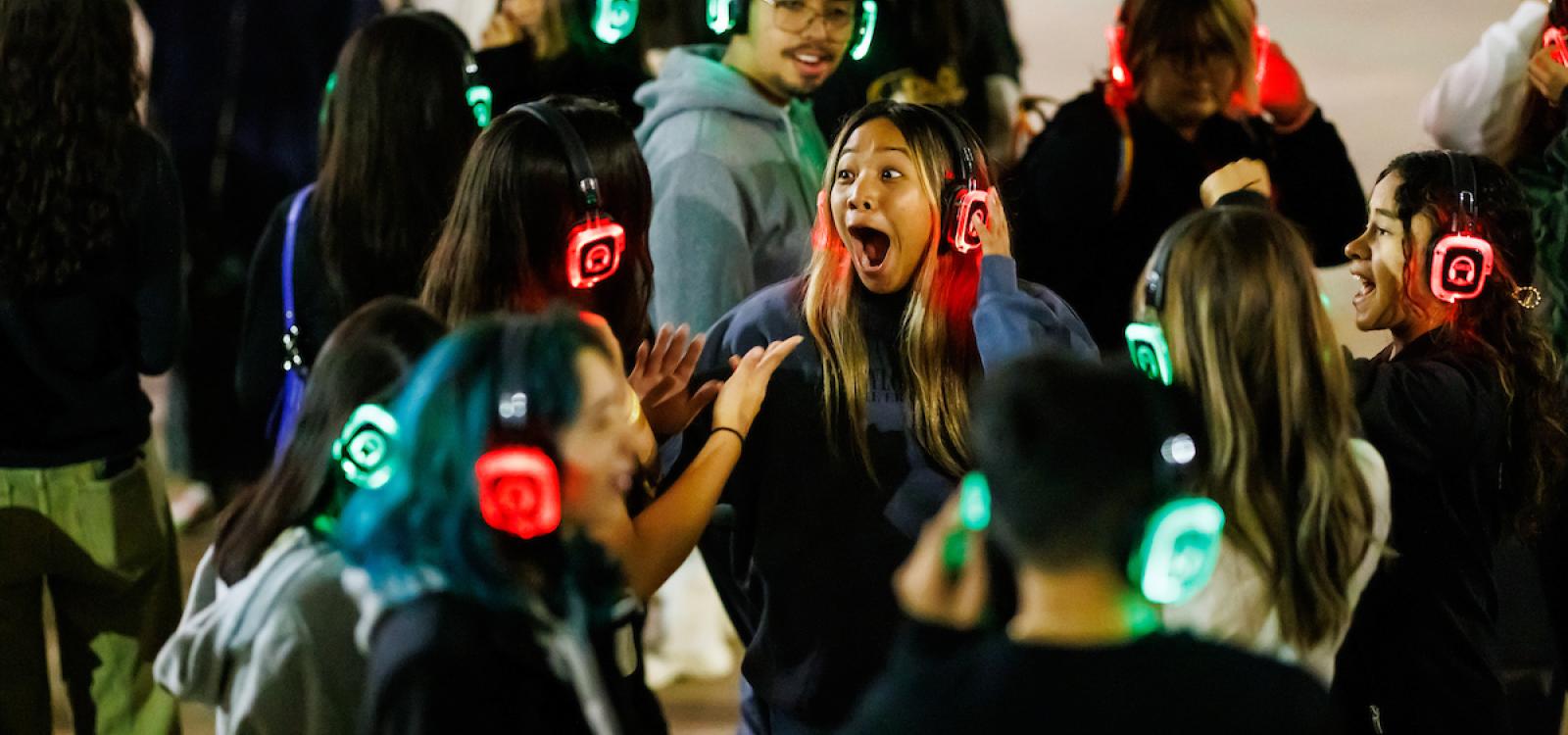 Students gathered in the UU to dance and listen to music during the silent disco.