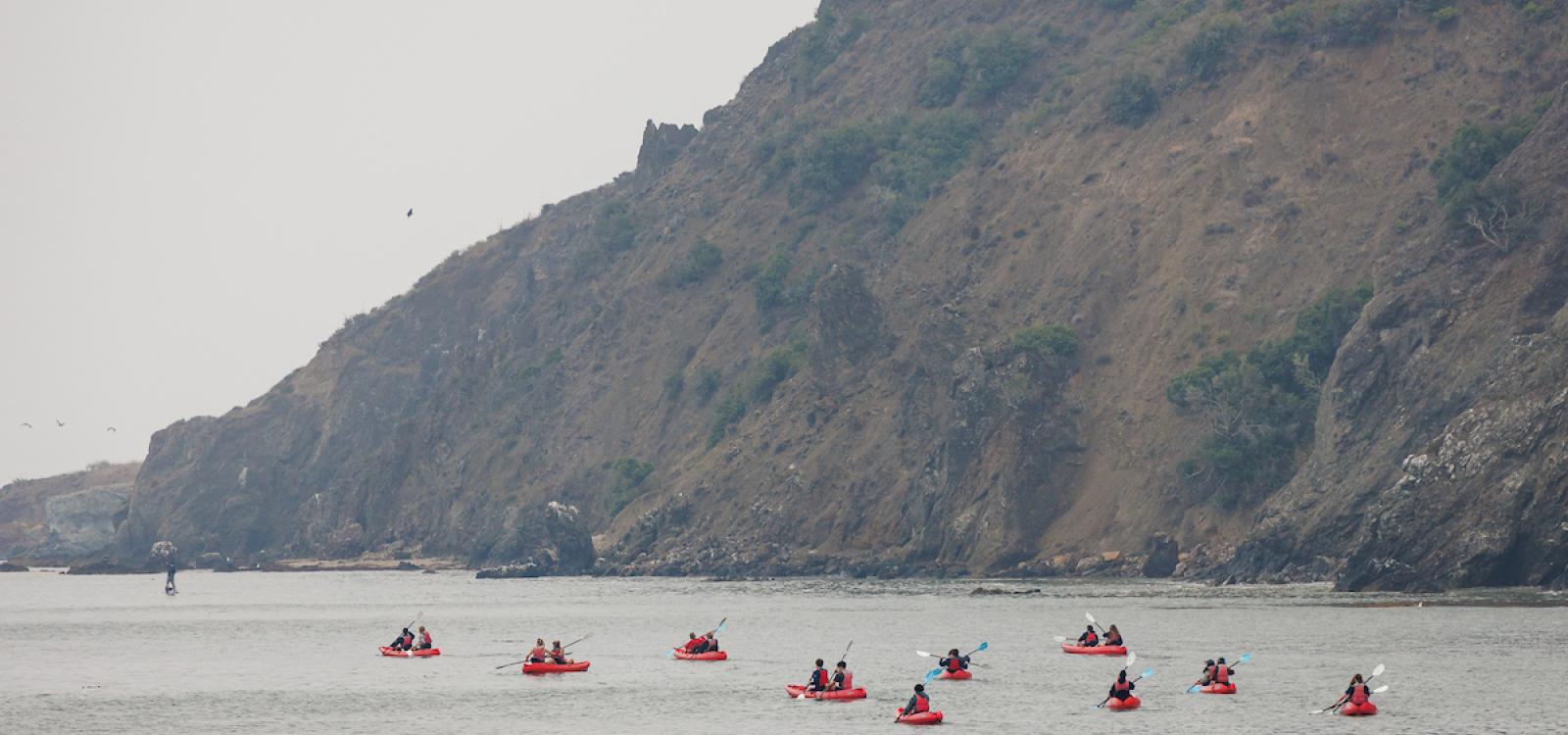 WOW groups kayak at Avila Beach the Wednesday before school starts.