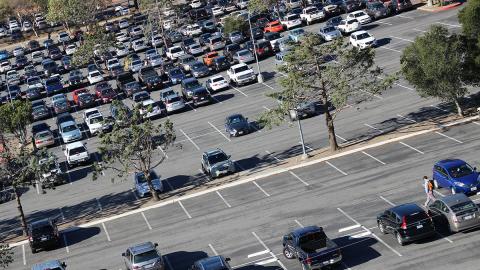 A parking lot on campus.