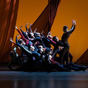 A group of Ballet Hispánico dancers on stage.