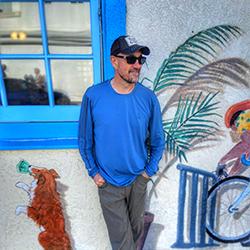 Steve standing in front of Splash Café in Pismo Beach.