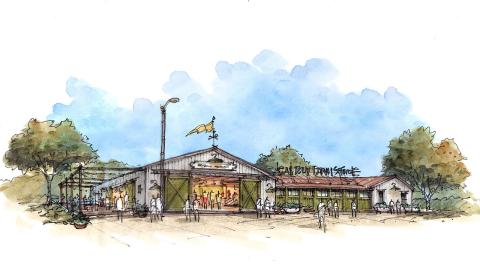 A rendering of the future Farm Store.