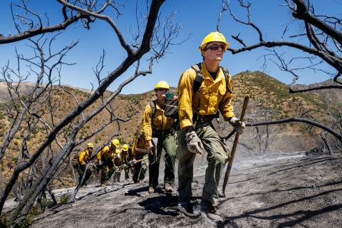 Aerospace engineering professor Paulo Iscold taking a selfie with his students in front of the Carbon Cub UL. 