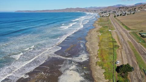 A photo of King Tides on the Morro Strand in San Luis Obispo County.