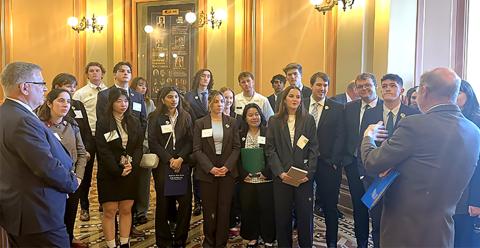 A group of Cal Poly students touring the State Capitol in Sacramento. 