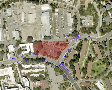 A map showing where the pedestrian traffic patterns will be affected.