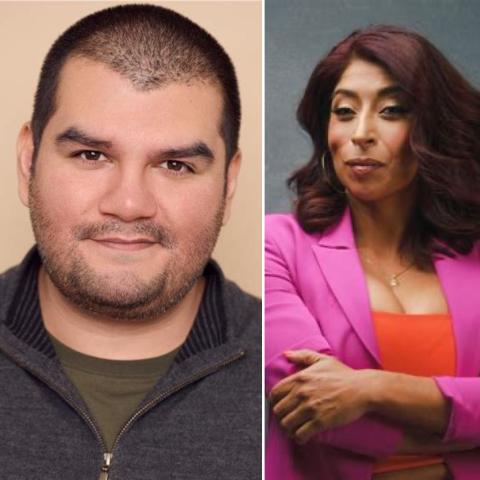 Headshots of musical theatre artists-in-residence Jesse Sanchez and Marissa Herrera.