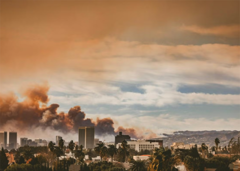 An image of one of the devastating 2025 fires burning through Los Angeles.