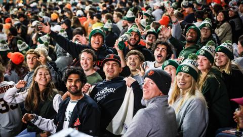 Cal Poly alumni attending a Giants game together.