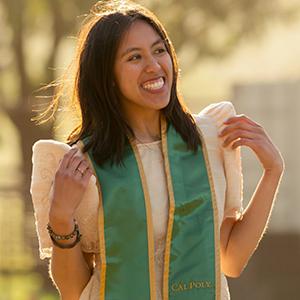 Alexa Cango Ruiz wearing her Cal Poly graduation stole.