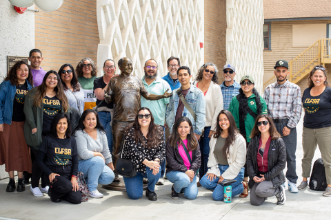 A group photo of Chicanx Latinx Faculty Staff Association members on an FSA outing.