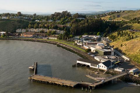 An aerial image of the Solano Campus with parking lots visible.
