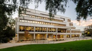 The exterior of Kennedy Library on Cal Poly's campus in 2025