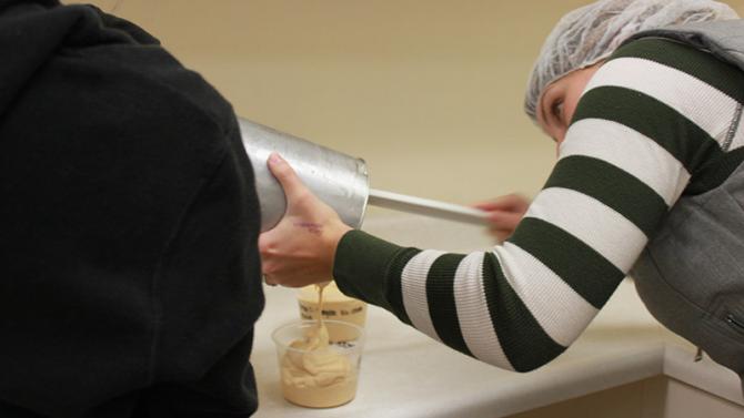 Student making ice cream