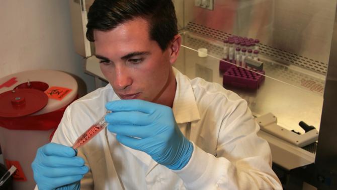 Biomedical Engineering student in lab