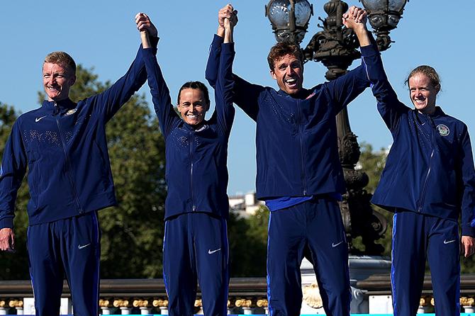 Four alumni raise arms in victory at Paris Olympics
