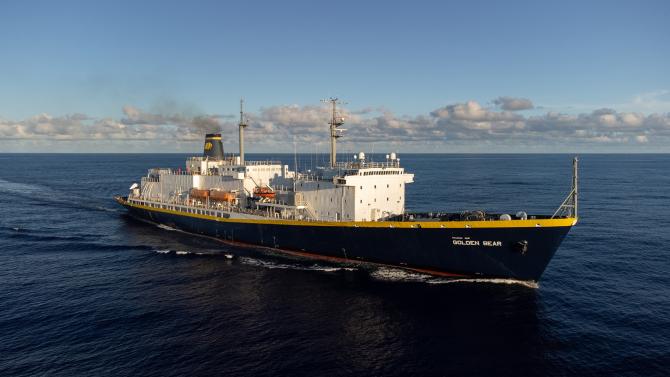 The Cal Maritime vessel, the Golden Bear, at sea
