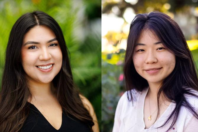 A composite image showing awardees Denis Gonzalez-Reyes and Tabitha Lee Chon.