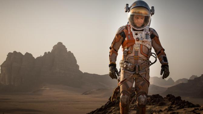 A still of actor Matt Damon in the film 'The Martian'