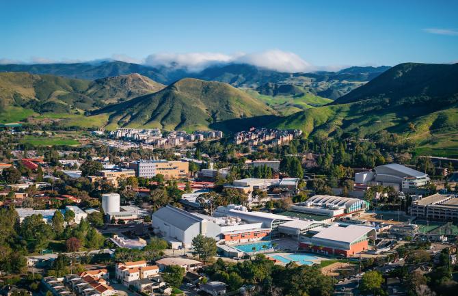 An overhead view of Cal Poly's campus.