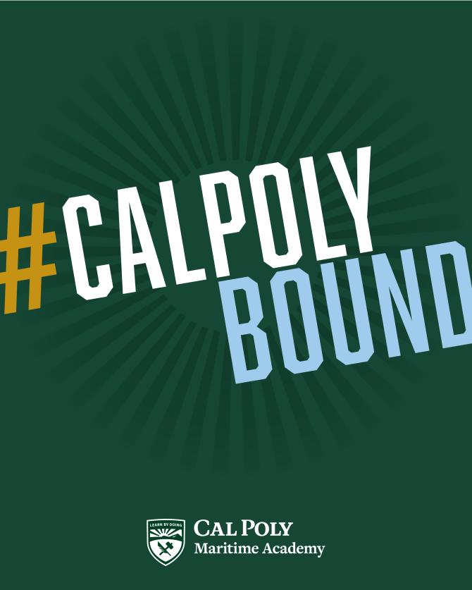 A graphic with the words "#CalPolyBound"