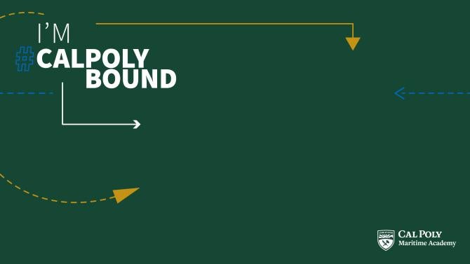 A green background with "I'm #CalPolyBound" and colored arrows.